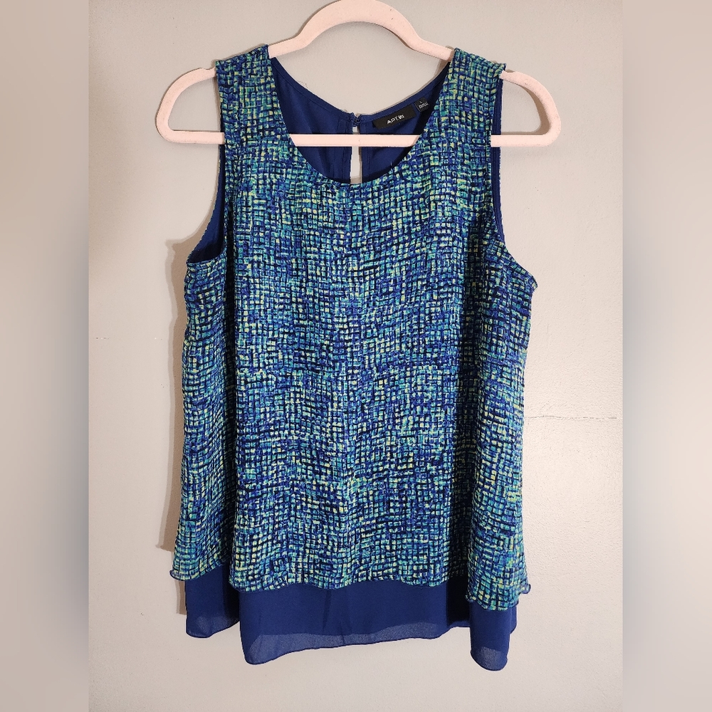 APT 9 - L - BLUE GREEN YELLOW TANK TOP - 2 LAYER